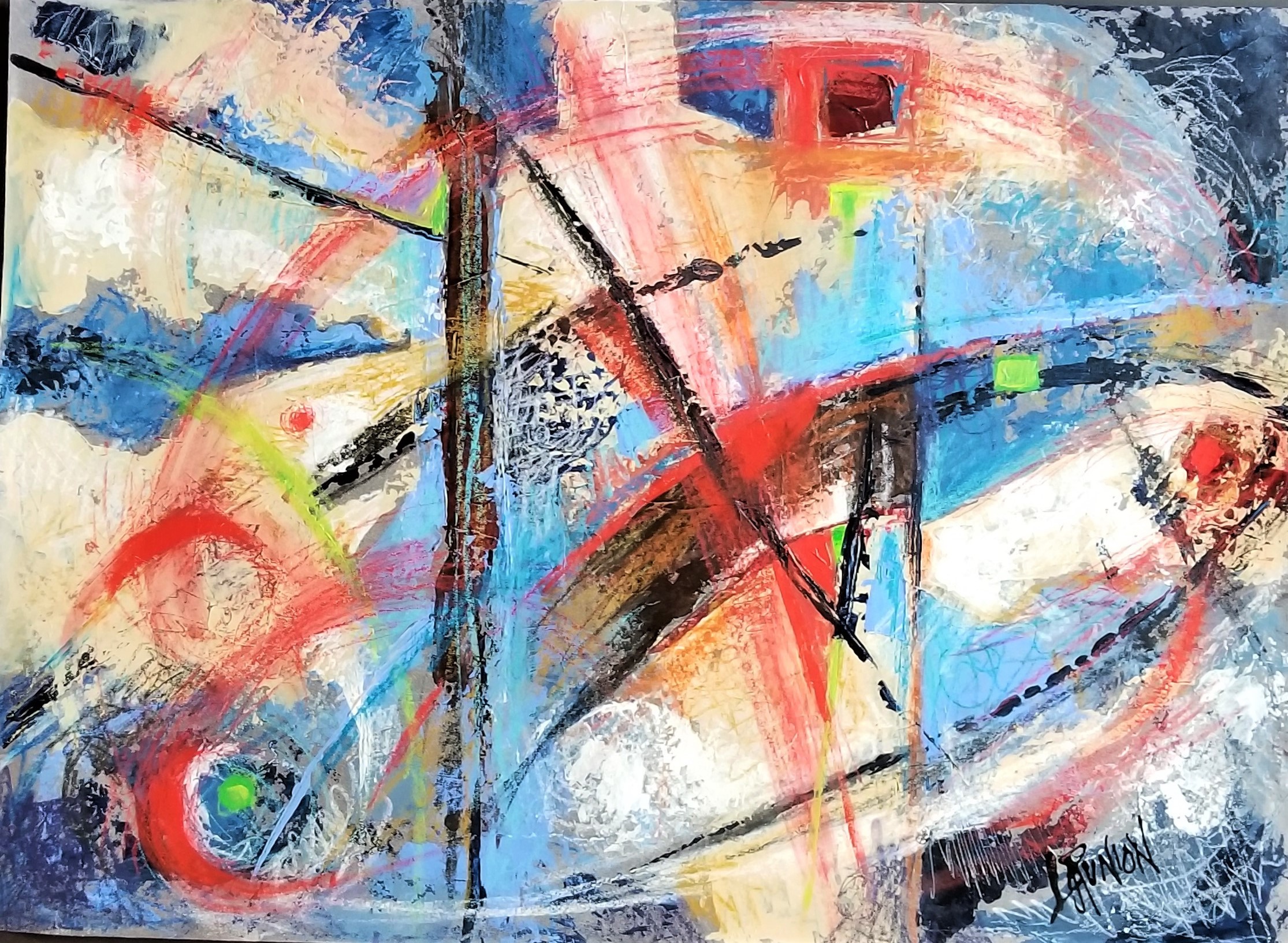 Composition in Blues and Reds
